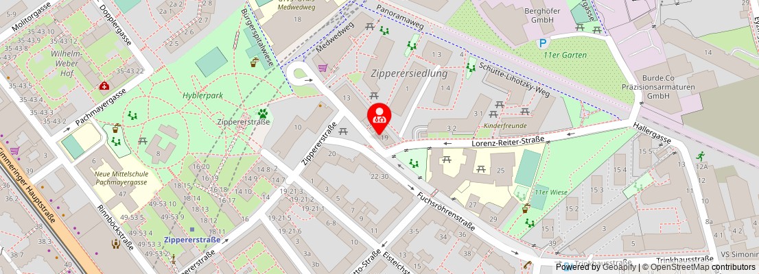 Street map section around the address