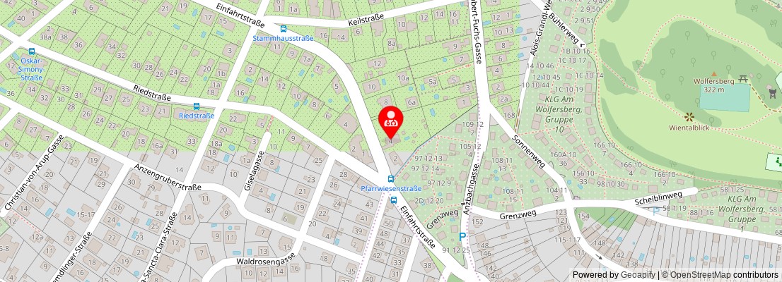 Street map section around the address