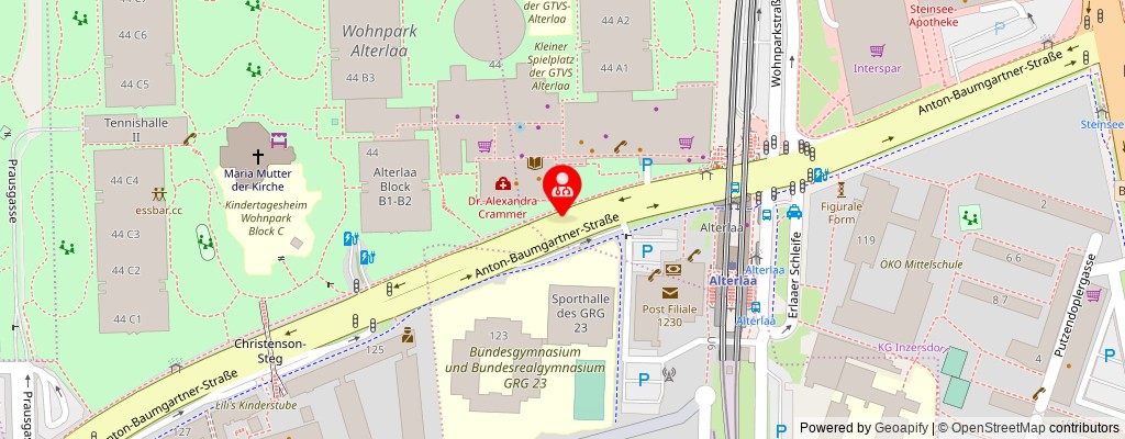 Street map section around the address