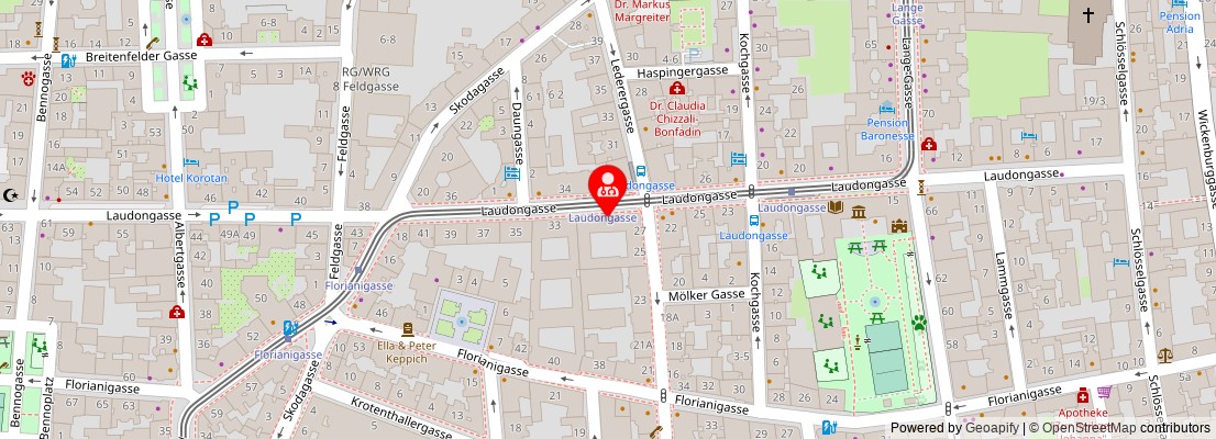 Street map section around the address