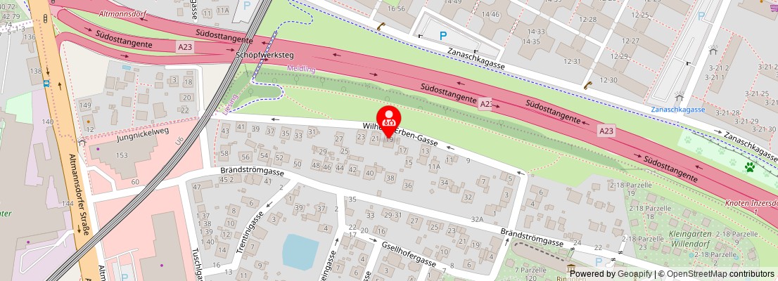 Street map section around the address
