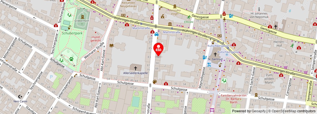 Street map section around the address