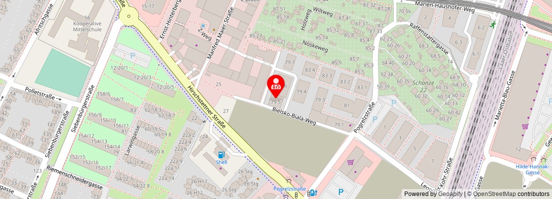 Street map section around the address
