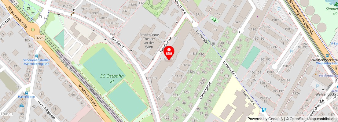 Street map section around the address