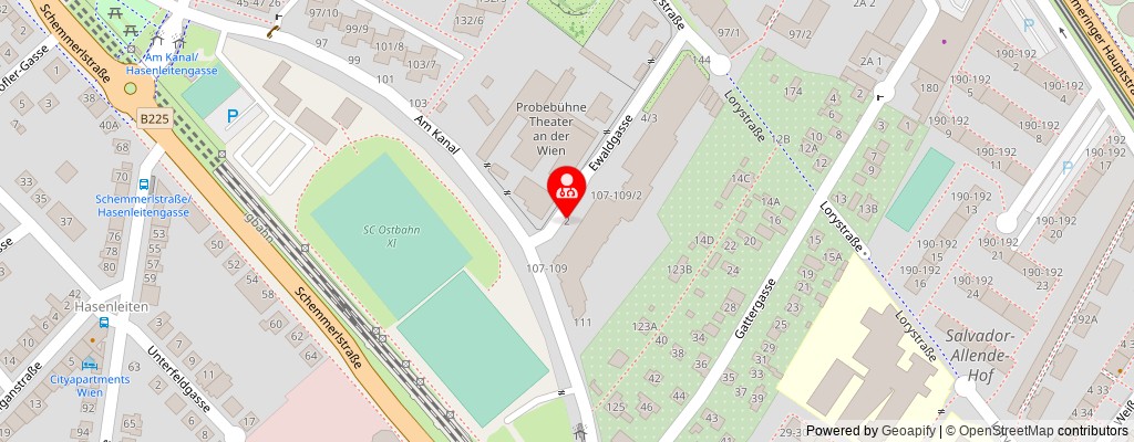 Street map section around the address