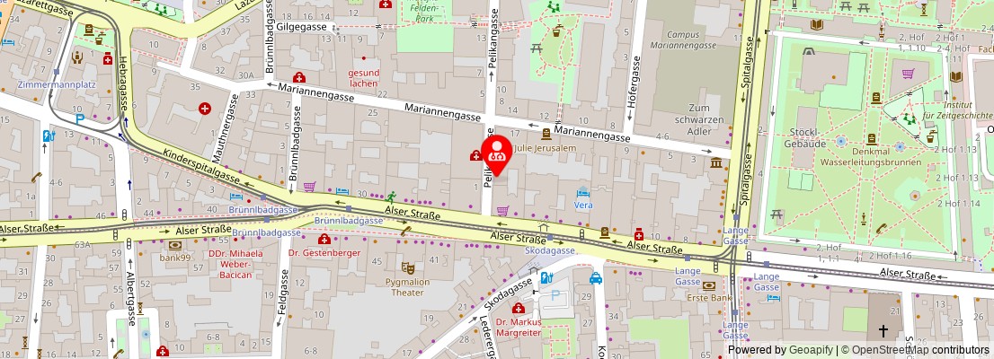 Street map section around the address