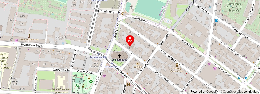 Street map section around the address