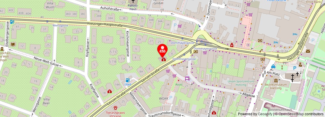 Street map section around the address