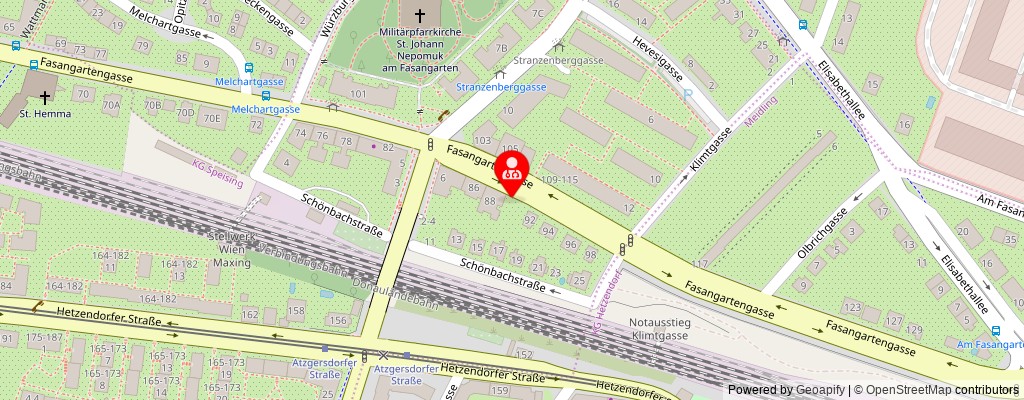 Street map section around the address