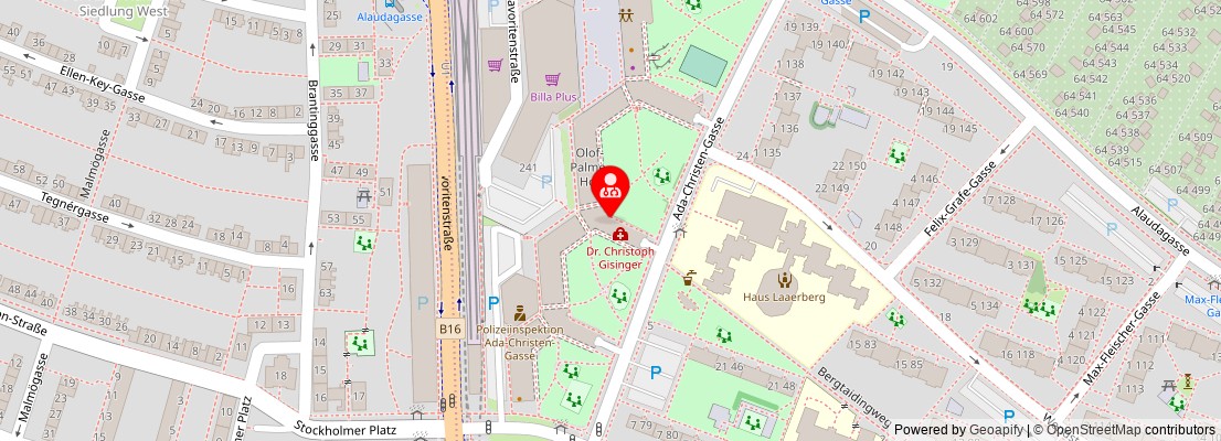 Street map section around the address