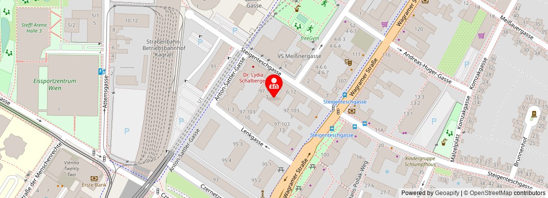 Street map section around the address