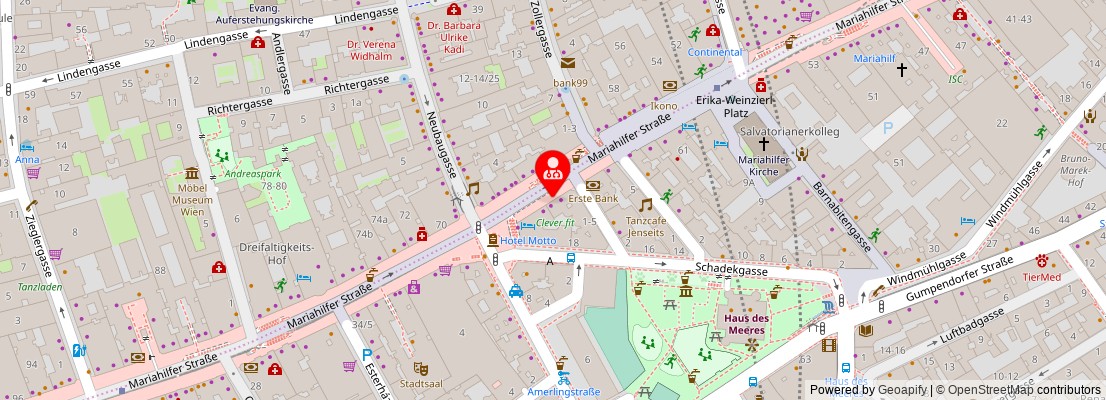 Street map section around the address