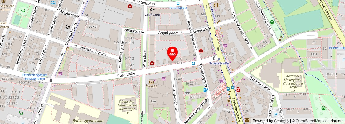 Street map section around the address