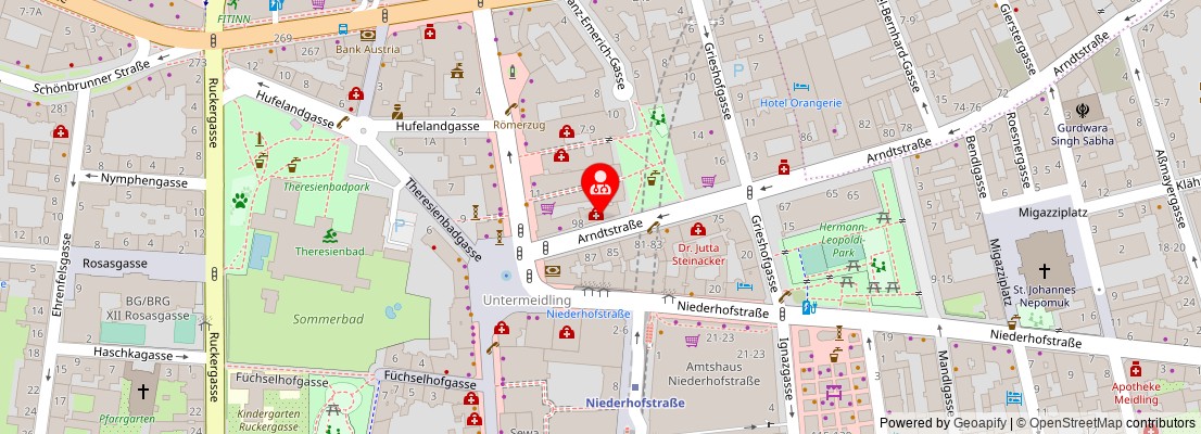 Street map section around the address