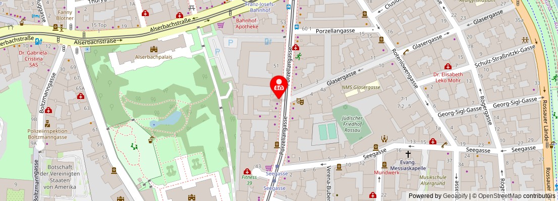 Street map section around the address