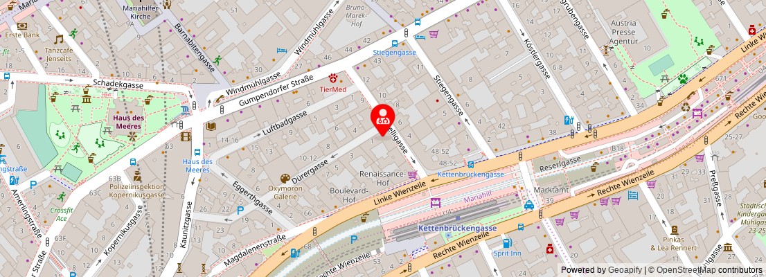 Street map section around the address