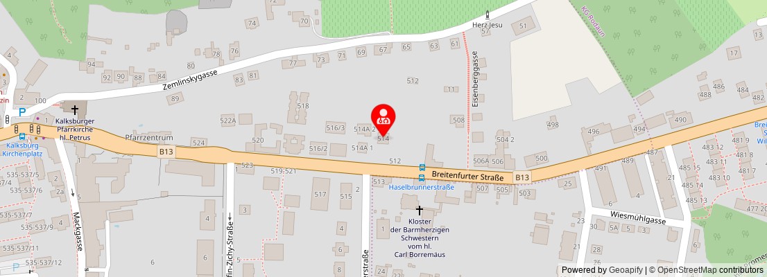 Street map section around the address