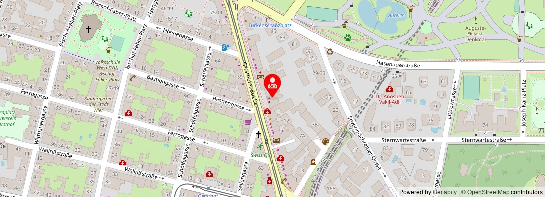 Street map section around the address