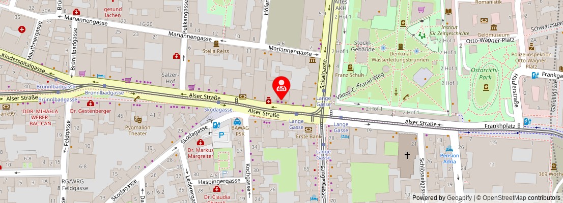 Street map section around the address