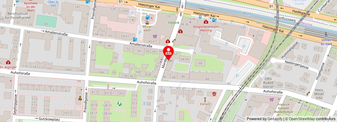 Street map section around the address