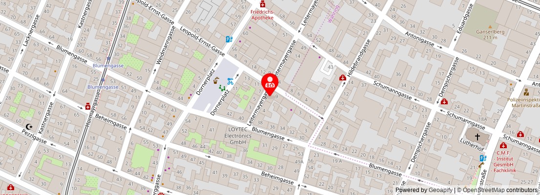 Street map section around the address