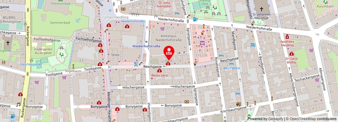 Street map section around the address