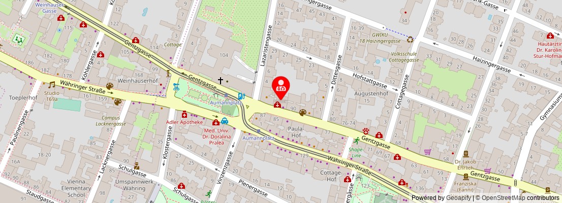 Street map section around the address