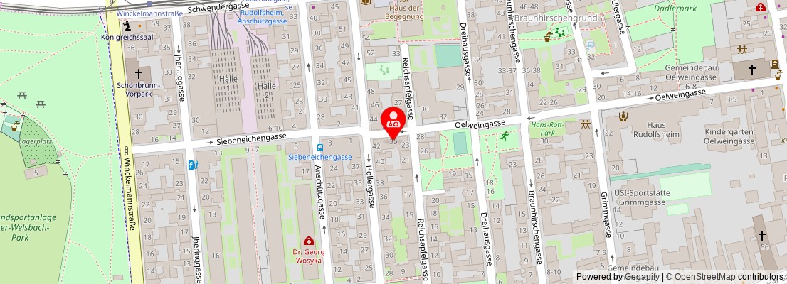 Street map section around the address