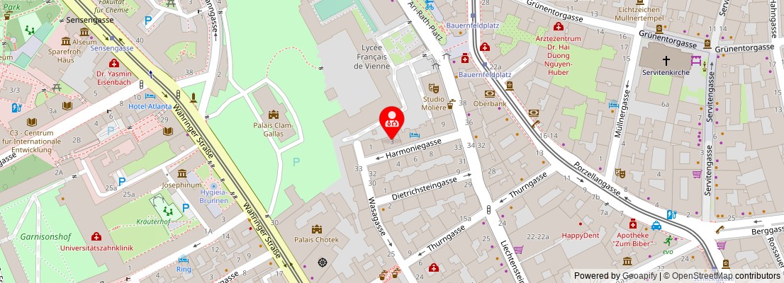 Street map section around the address