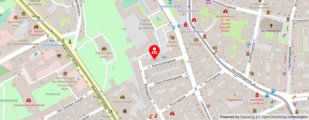 Street map section around the address