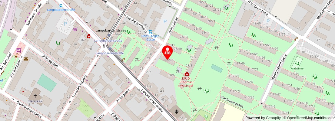 Street map section around the address