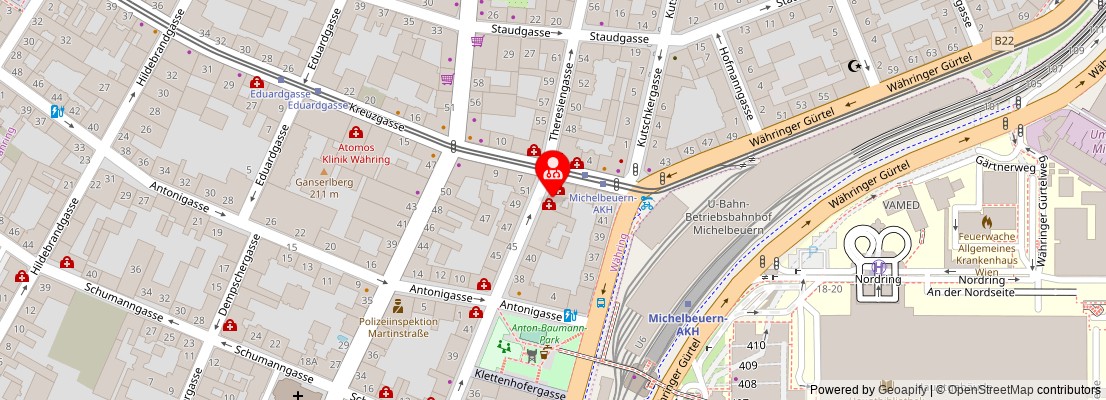 Street map section around the address