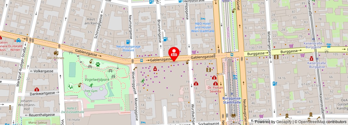 Street map section around the address