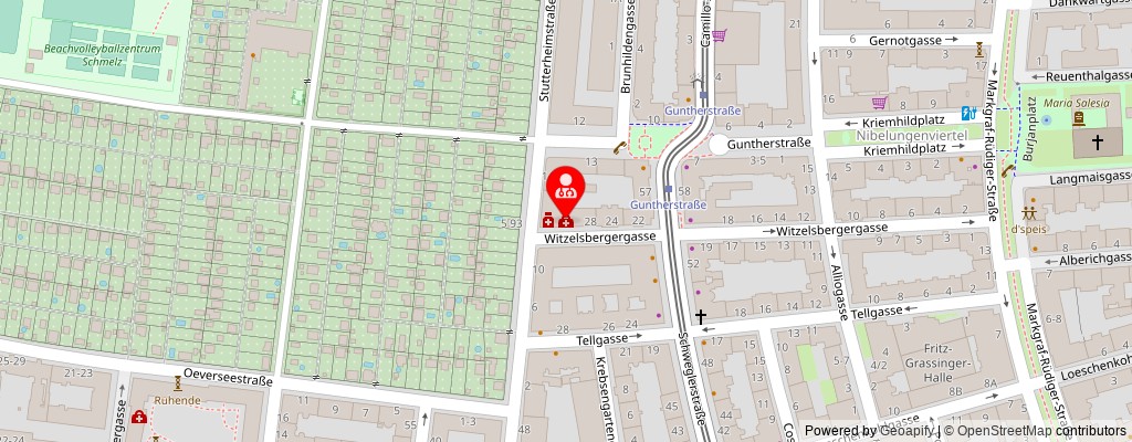 Street map section around the address