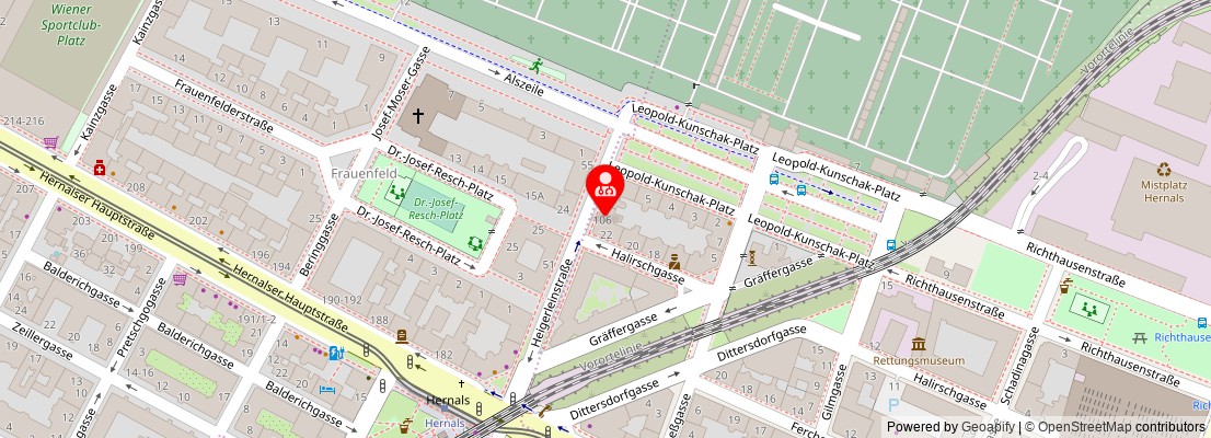 Street map section around the address