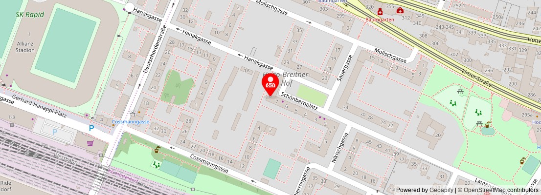 Street map section around the address