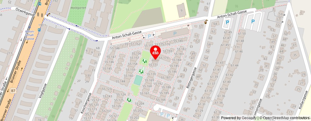 Street map section around the address