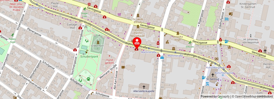 Street map section around the address