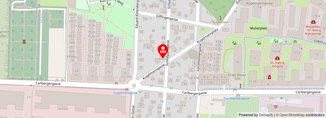 Street map section around the address