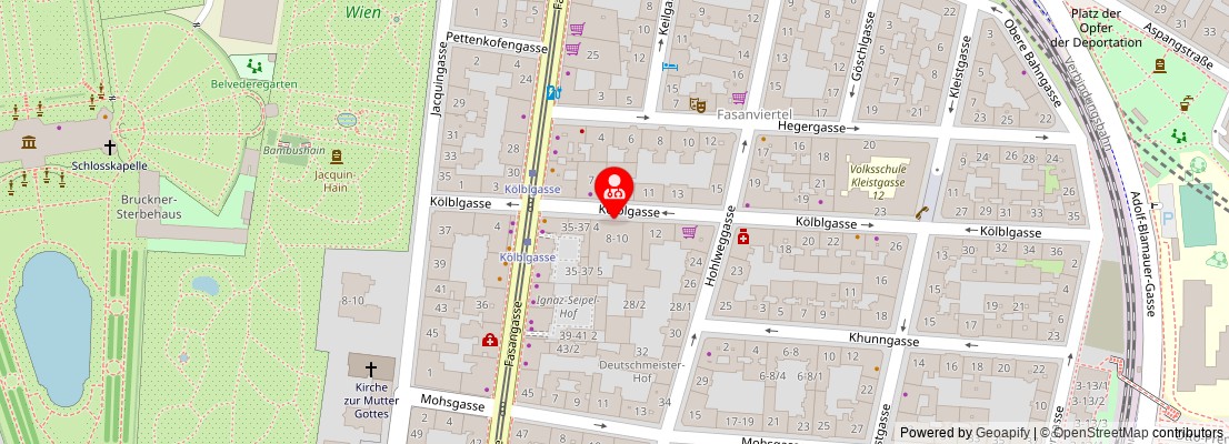 Street map section around the address