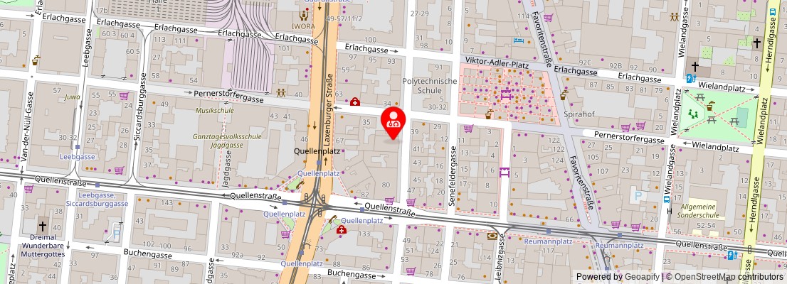 Street map section around the address