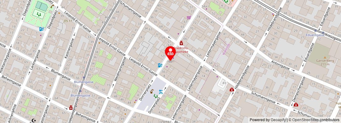 Street map section around the address