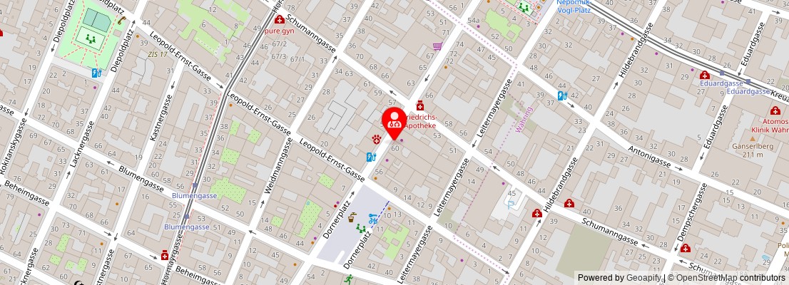 Street map section around the address