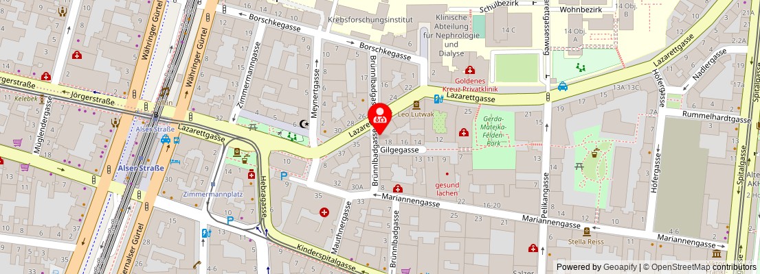 Street map section around the address