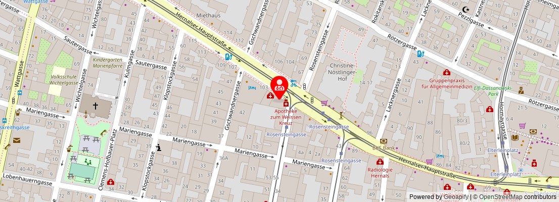 Street map section around the address