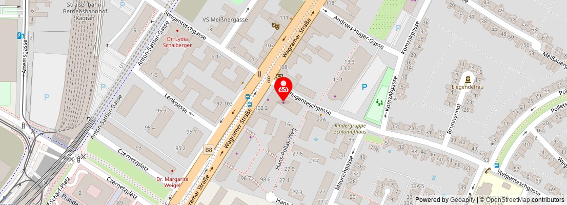 Street map section around the address