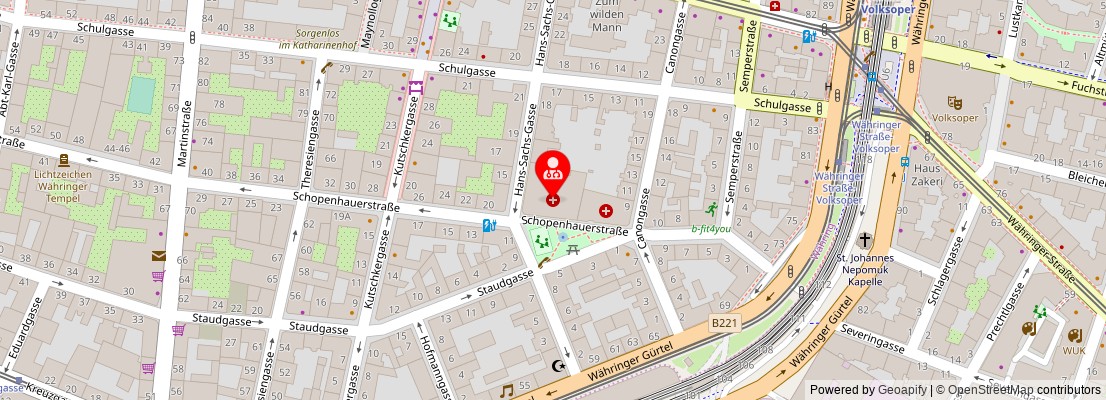 Street map section around the address