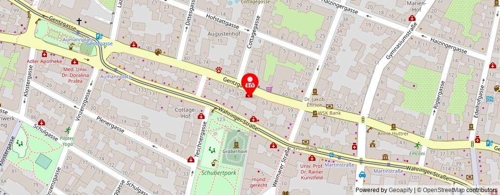 Street map section around the address