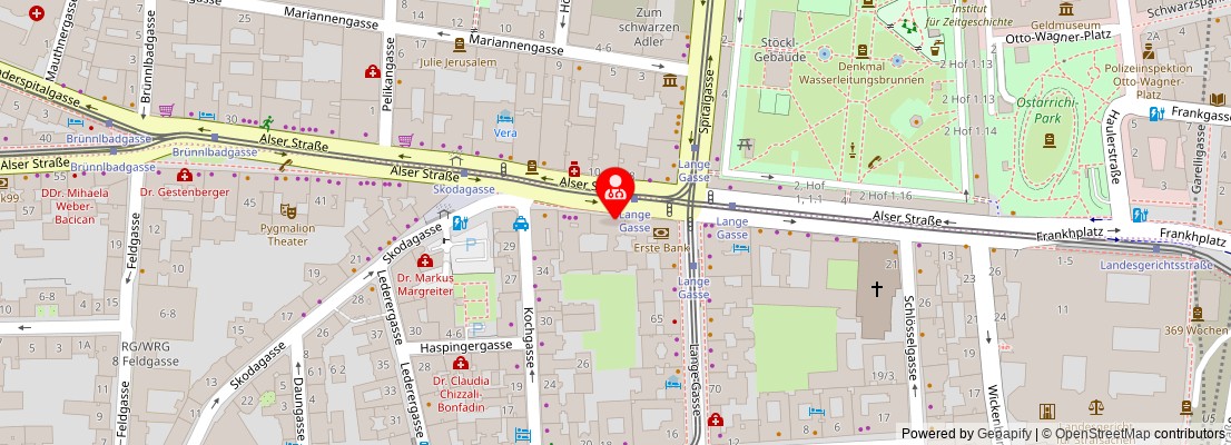 Street map section around the address