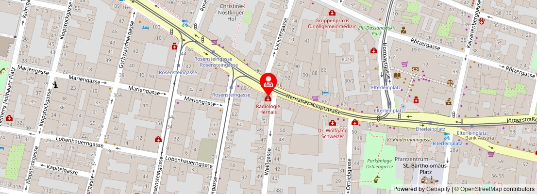 Street map section around the address